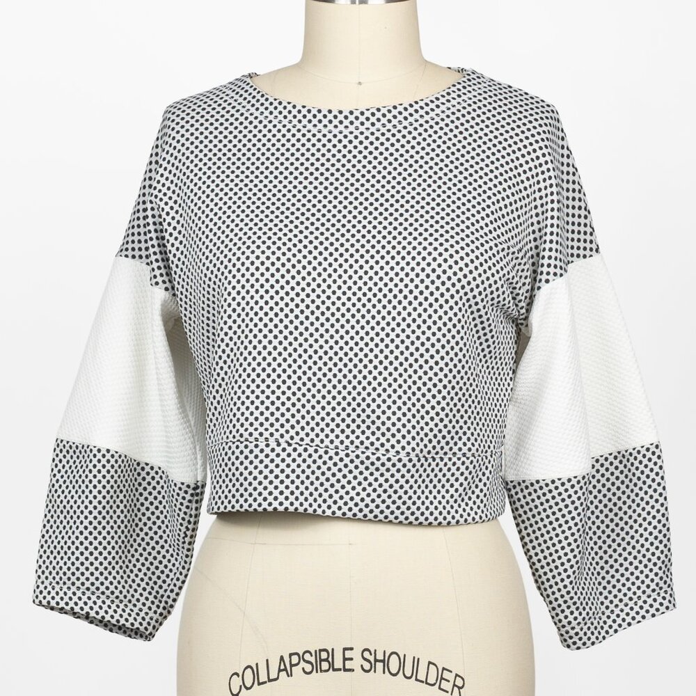 Le Poéme Firenze Boutique Oversized Black White Polka Dot Crop Top XS